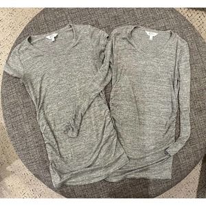 2 spruce and market grey maternity shirts